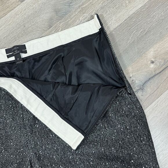 J.Crew Martie Herringbone Tweed Wool Sequin Crop Pants Trousers Black 10 - Picture 8 of 15